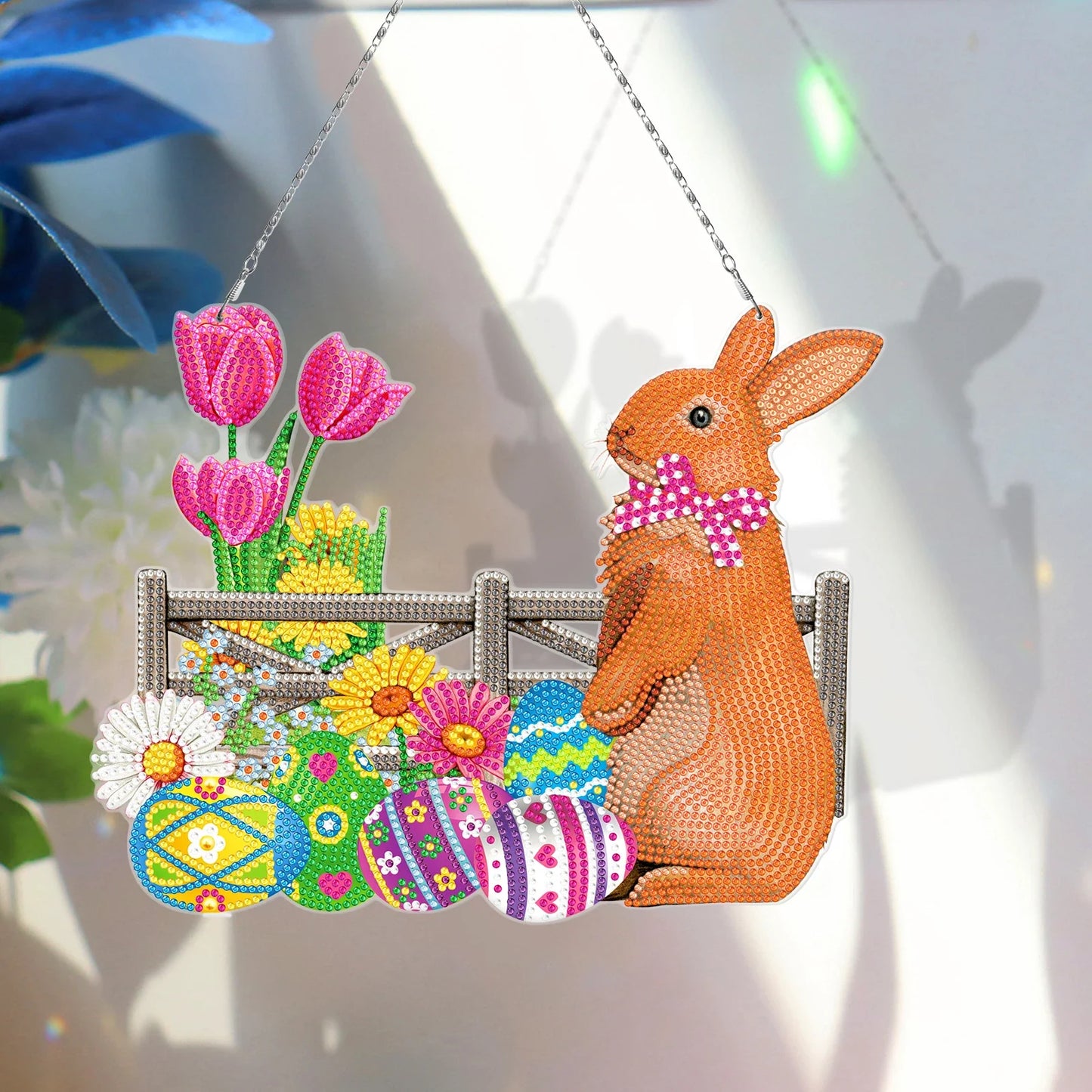 Premium PVC Easter bunny decorative hanging wall art for DIY diamond painting
