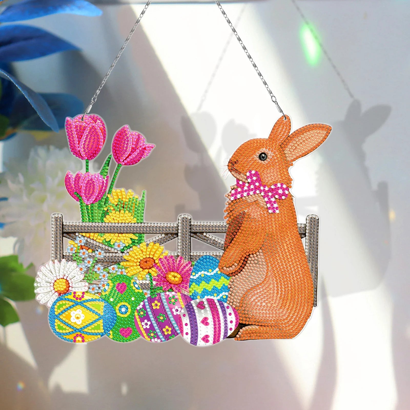 Premium PVC Easter bunny decorative hanging wall art for DIY diamond painting