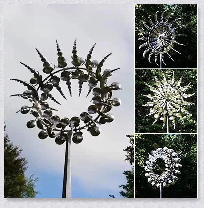 Premium kinetic garden spinner with mesmerizing dual-motion design, crafted from durable metallic materials for all-weather use.