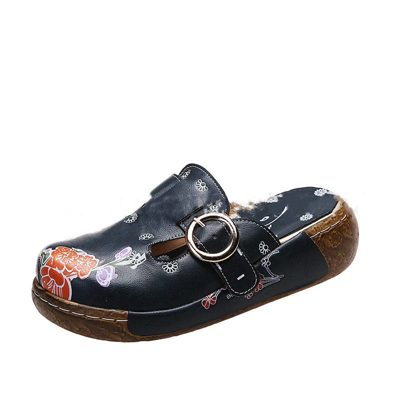 Elegant plum blossom totem pattern sandals and slippers in various vibrant colours