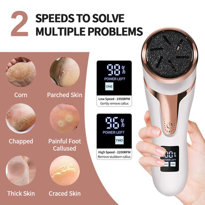 Electric Foot Dead Skin Remover, foot exfoliator with rechargeable battery and ergonomic design for smooth, soft feet