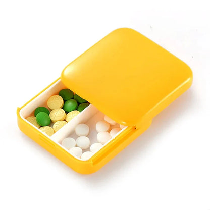 Compact and portable 2-grid mini pill box made of durable ABS plastic for organised medication storage