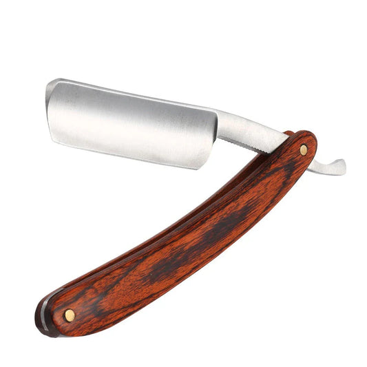 Classic straight razor with beech wood handle and premium carbon steel blade for a close, smooth shave