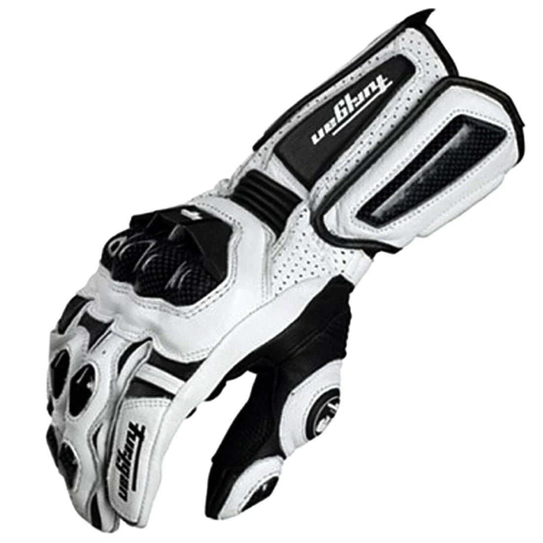 Premium motorcycle gloves made of leather and reinforced with carbon fibre for enhanced protection and breathability