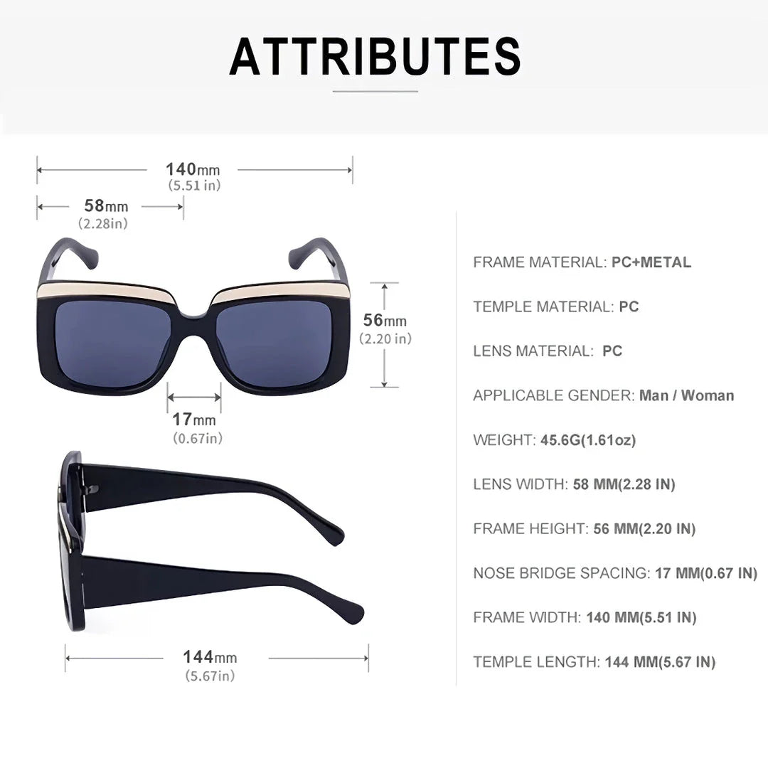 Premium oversized square sunglasses with polycarbonate frames and UV400 protective lenses