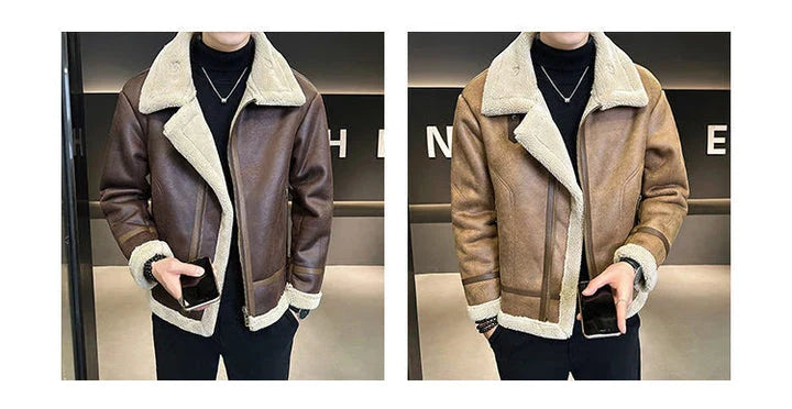 Premium leather motorcycle jacket with fleece lining, designed for the discerning British biker
