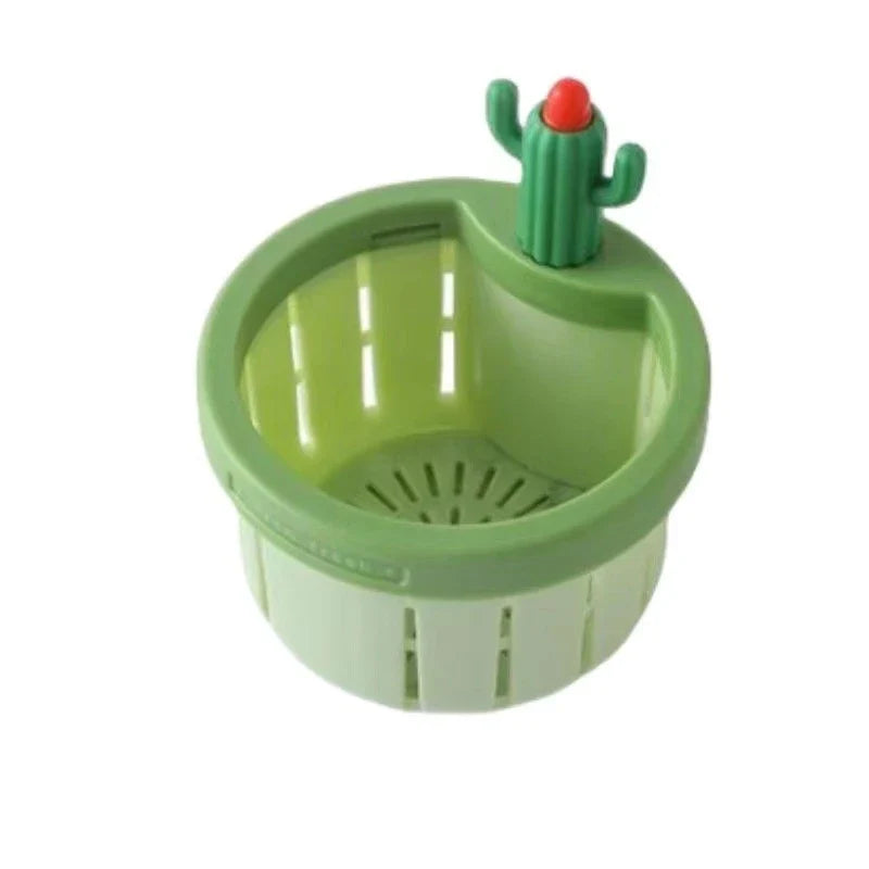 Elegant green cactus-inspired sink filter basket with effective debris trapping capabilities