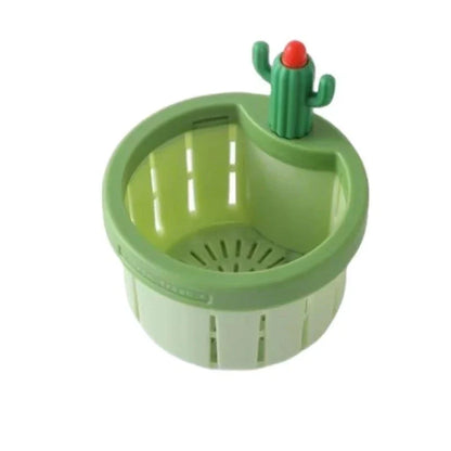 Elegant green cactus-inspired sink filter basket with effective debris trapping capabilities