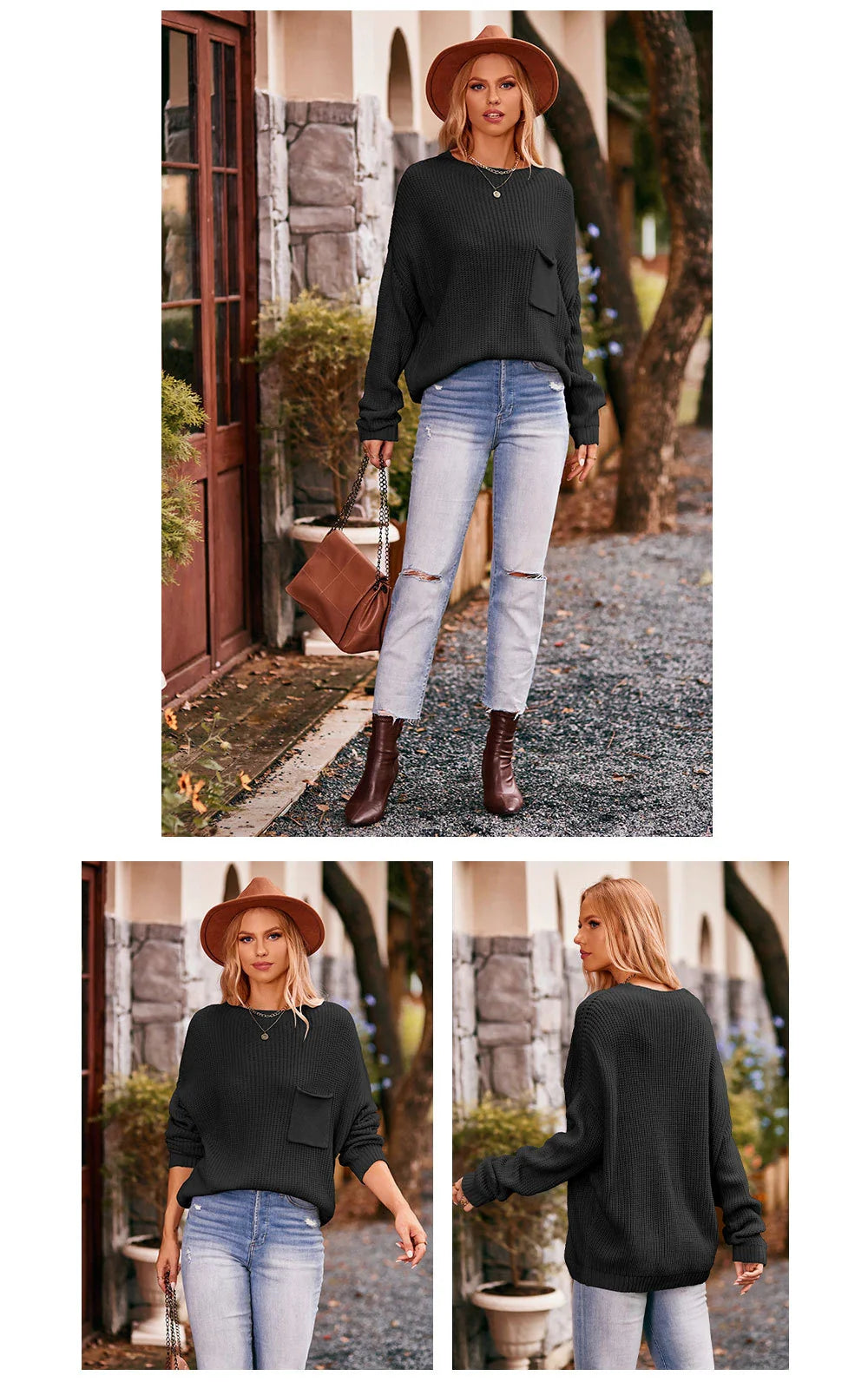Stylish dolman sleeve jumper with front pocket, available in a range of classic and on-trend colours for women