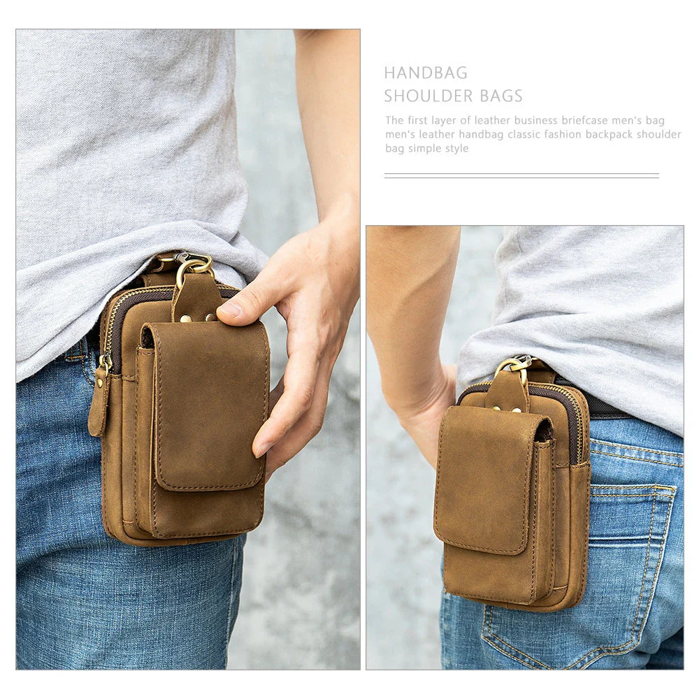 Premium leather chest bag for men with adjustable strap and organised interior compartments