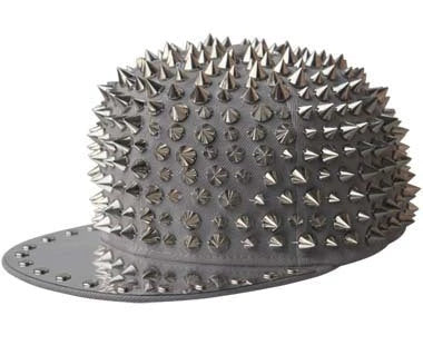 Punk-inspired street hat with pointed metal rivets in various colour combinations, featuring an adjustable and breathable design for versatile wear