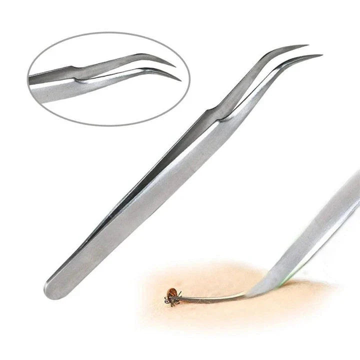Premium stainless steel pet flea treatment tweezers with dual-ended precision design for effective flea removal