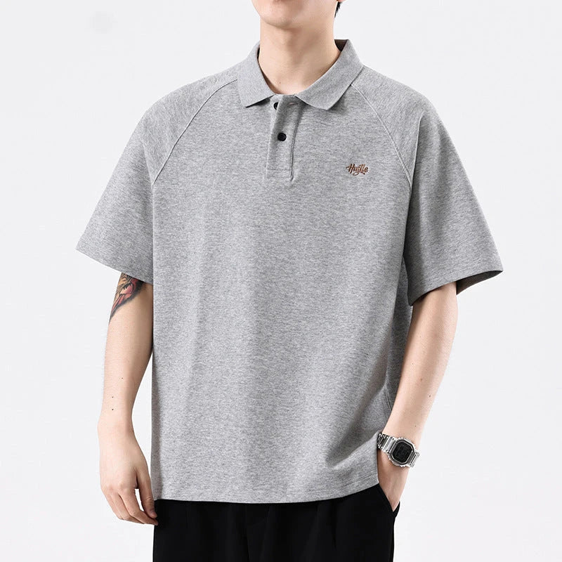 Stylish everyday raglan t-shirt for men in white, dark brown, and melange grey colours