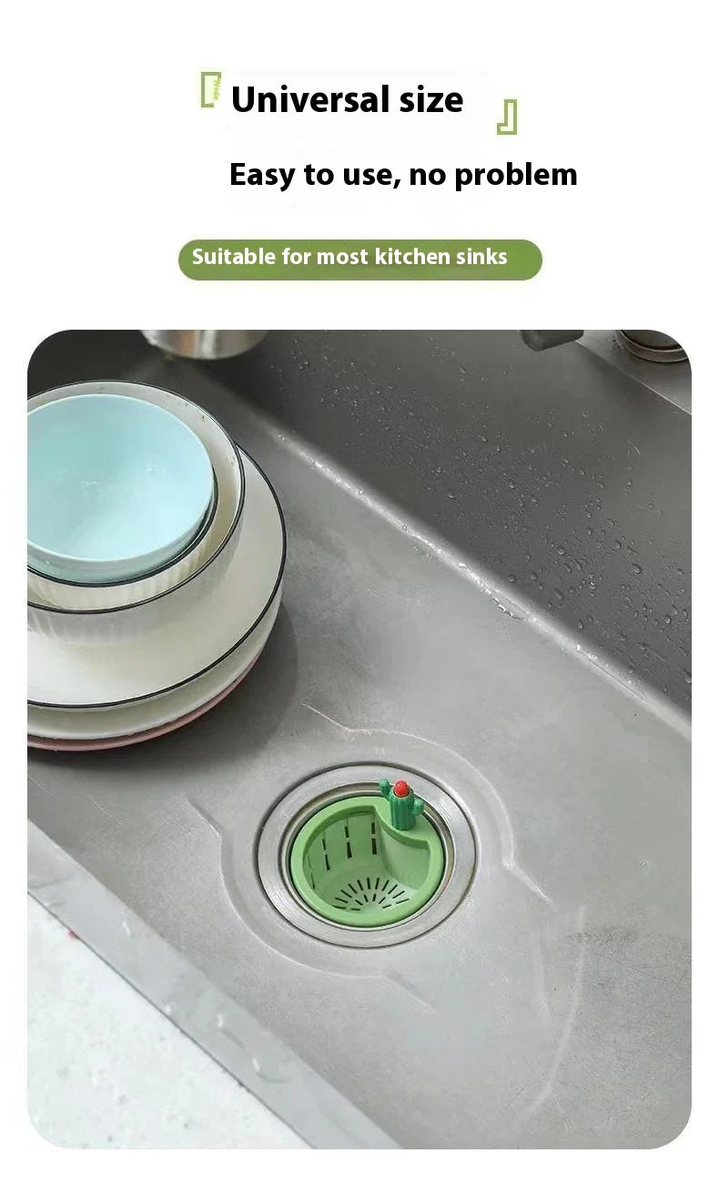 Elegant green cactus-inspired sink filter basket with effective debris trapping capabilities