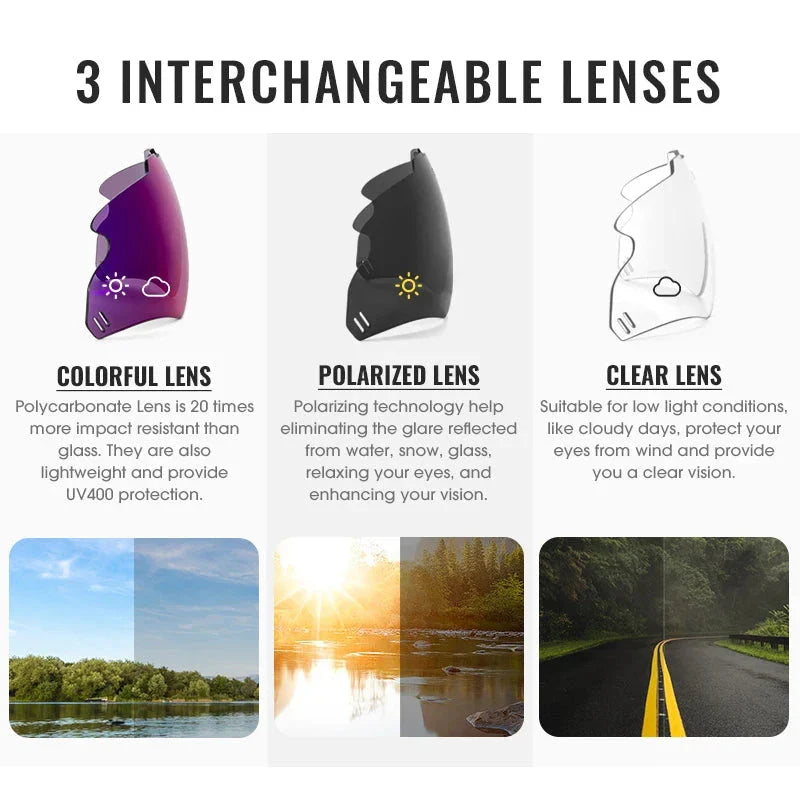Multi-Sport UV400 Polycarbonate Sunglasses with TR-90 Frame for Cycling, Hiking, and Outdoor Activities