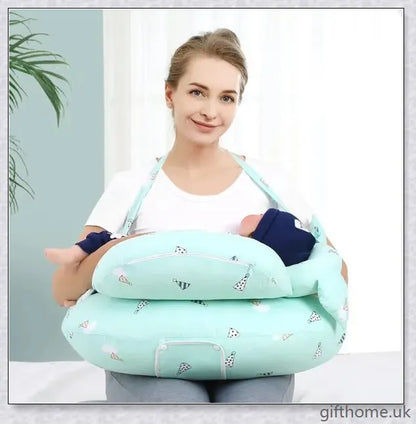 Premium breastfeeding nursing pillow with adjustable buckle, soft cotton fabric, and extra cushioning to support baby's head and prevent reflux.