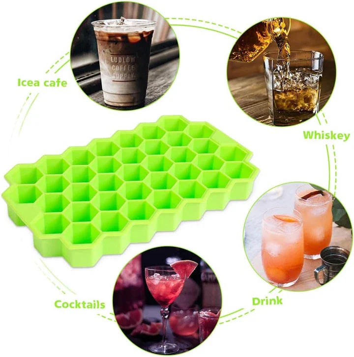 Premium 37-cavity honeycomb silicone ice cube tray for refreshing beverages in the UK