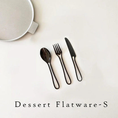 Elegant 304 stainless steel cutlery set with sleek black finish for refined dining experiences