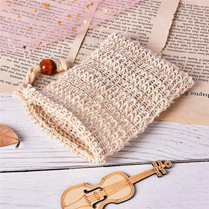 Premium eco-friendly sisal soap saver pouch with natural fibre construction for luxurious, sustainable cleansing