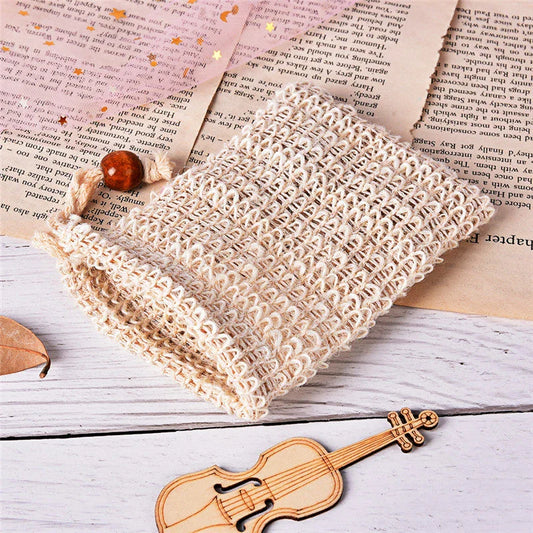 Premium eco-friendly sisal soap saver pouch with natural fibre construction for luxurious, sustainable cleansing