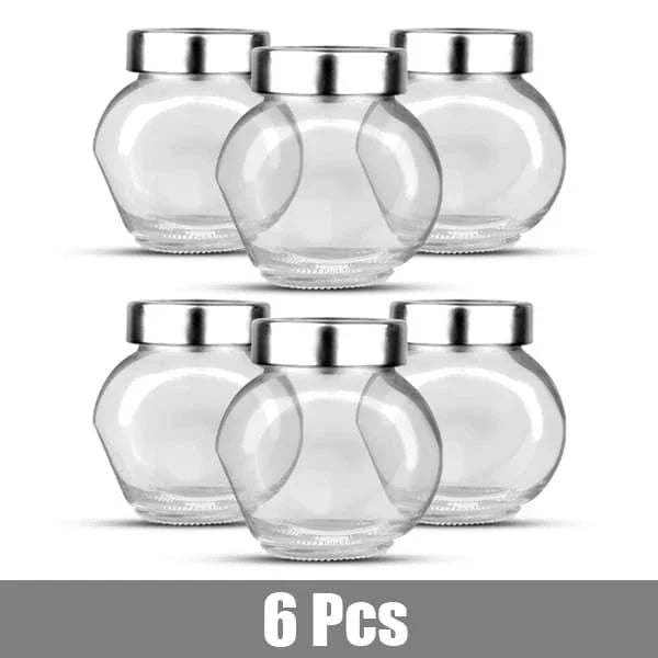 Irregular-shaped glass spice jars in various sizes, made of premium materials for stylish and functional kitchen storage