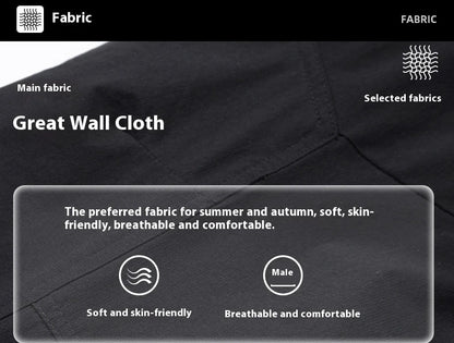 Weatherproof outdoor trousers for men in black, gray, and green colours with adjustable waistband and reinforced panels
