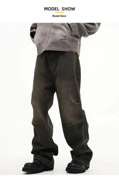 Stylish retro-inspired casual trousers with a distressed finish, available in a range of classic colours and sizes to suit the modern British consumer.