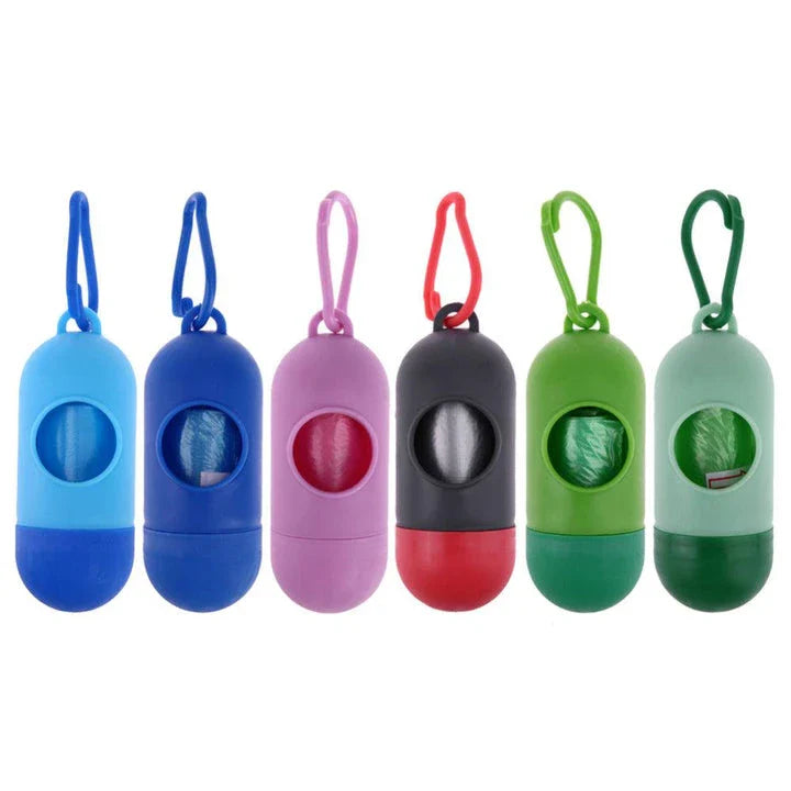 Premium poop waste bags dispenser with compact, discreet design and biodegradable bags for responsible pet waste management