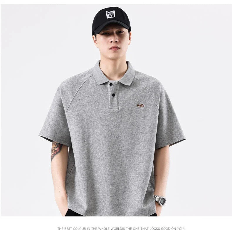 Stylish everyday raglan t-shirt for men in white, dark brown, and melange grey colours