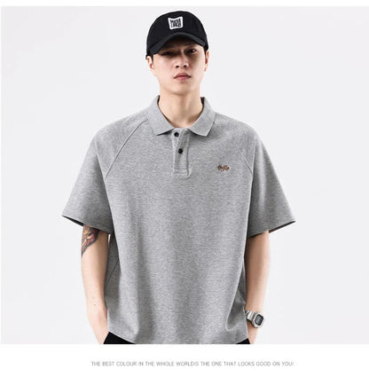 Stylish everyday raglan t-shirt for men in white, dark brown, and melange grey colours