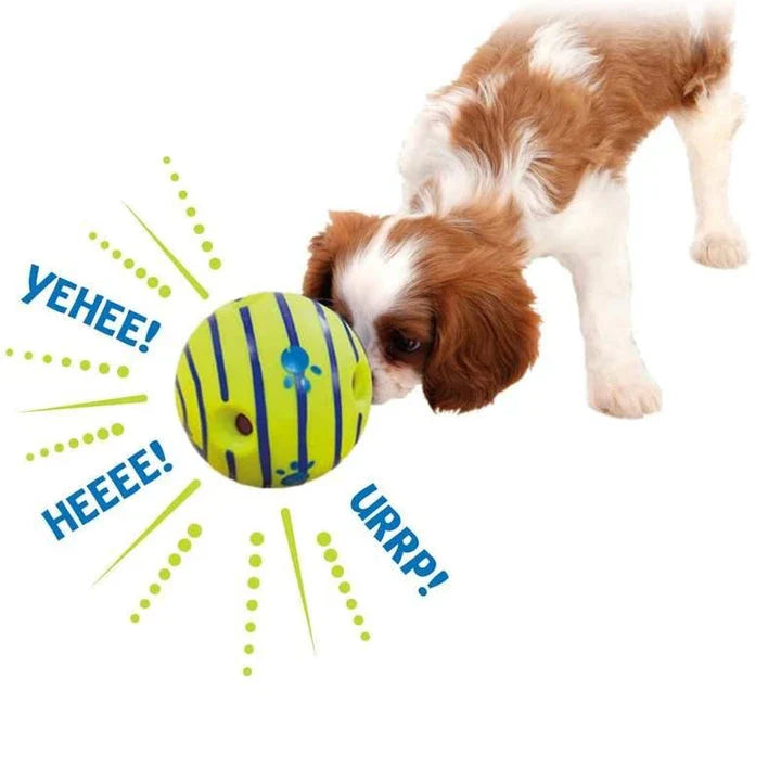 Playful Giggle Ball Dog Toy with Teeth-Cleaning Grooves, Bite-Resistant Rubber, and Glow-in-the-Dark Design