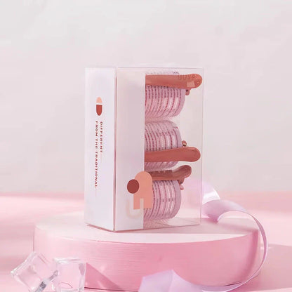 3-piece set of heatless self-grip hair rollers for creating voluminous curls and lift without heat damage