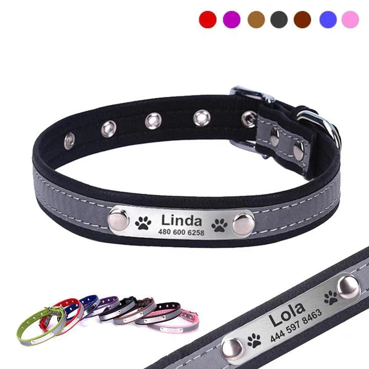 Premium Personalized Reflective Dog Collar in various colours and sizes, designed to enhance your canine's safety and style
