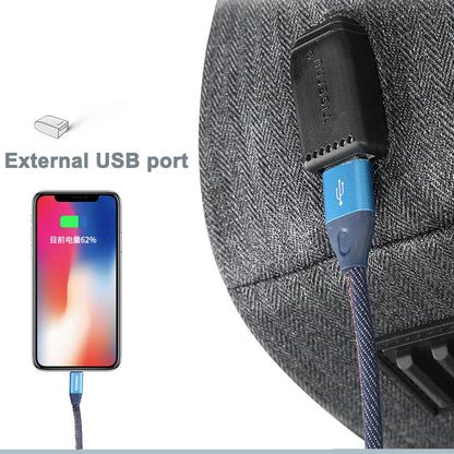 Premium high-capacity USB backpack with 15.6-inch laptop compartment, USB charging port, and durable water-resistant construction