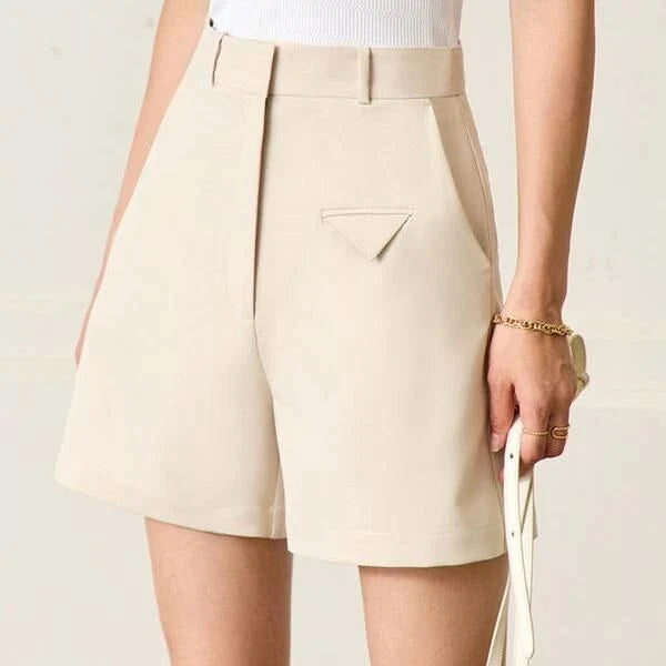 Stylish casual straight shorts in classic black and chic apricot colours, featuring a premium twill fabric blend for comfort and durability.