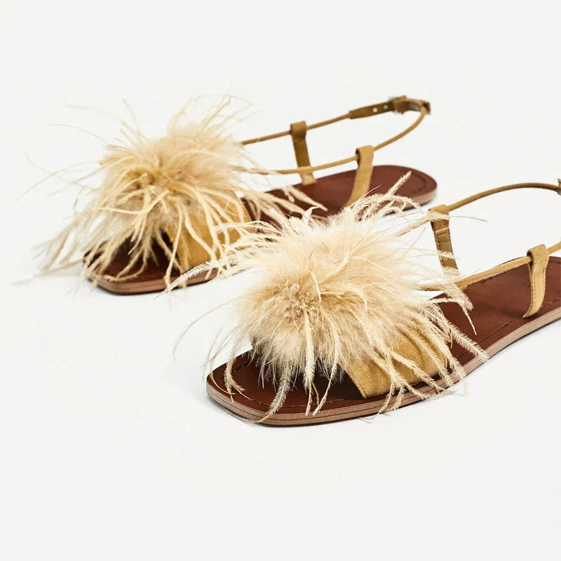 Fairy Beach Flat Bohemian Roman Sandals in ginger colour, featuring a unique Bohemian-inspired design and comfortable, durable construction.
