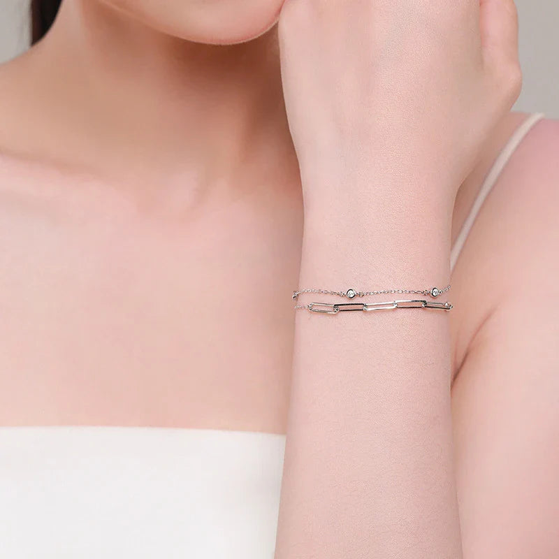 Elegant ladies' fashion accessory bracelet with a premium micro-inlay design and adjustable chain length