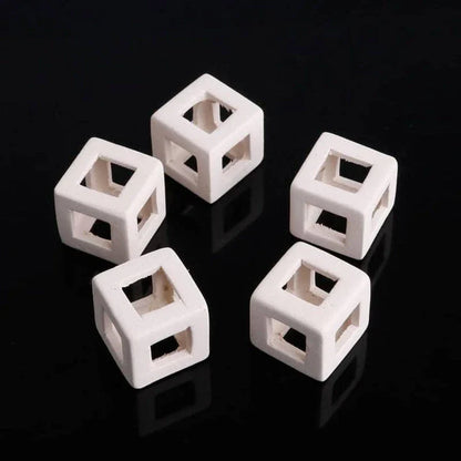 Elegant white ceramic cube aquarium decor with a modern, minimalist design