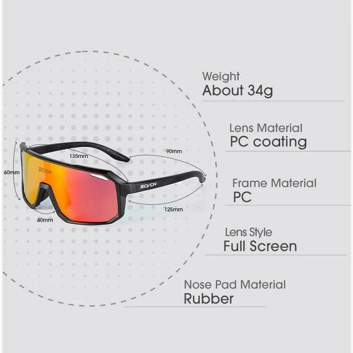 Multi-Sport UV400 Polycarbonate Sunglasses with TR-90 Frame for Cycling, Hiking, and Outdoor Activities