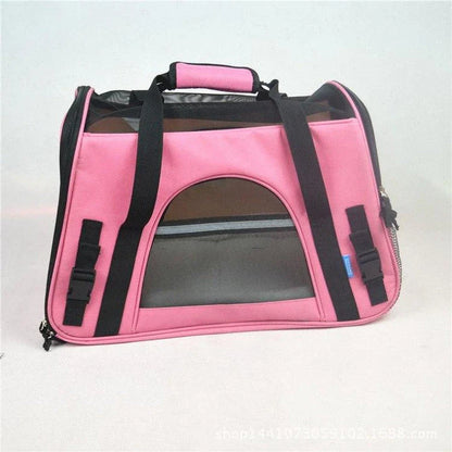 Portable pet carrier bag made of durable nylon with breathable mesh panels for your dog or cat's comfort during travel