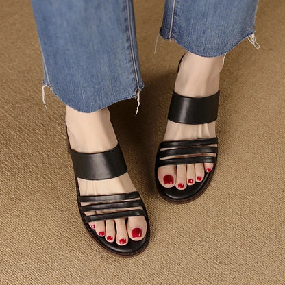 Luxurious high heel leather sandals for women in the UK, featuring a retro-inspired design and premium cow leather construction.