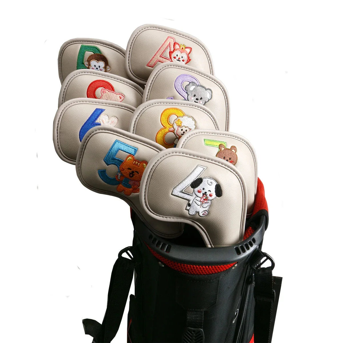 Premium printed golf iron covers in a variety of vibrant colours, designed to protect clubs and showcase personal style
