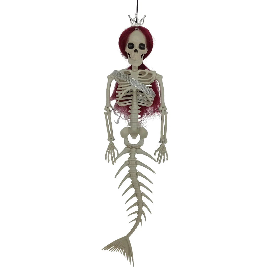 Mermaid bone pendant decoration in brown, dark purple, burgundy, and lake blue colours, ideal for Halloween outdoor courtyard displays