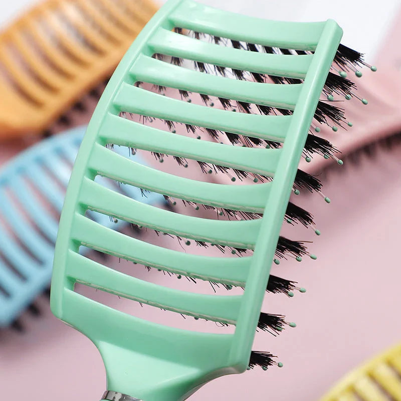 Women's Wet Curly Detangling Hair Brush with ergonomic design and flexible bristles for effortless styling and detangling of curly hair