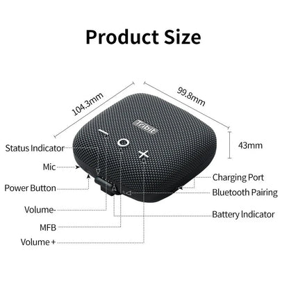Rugged portable Bluetooth speaker with deep bass, waterproof design, and built-in power bank
