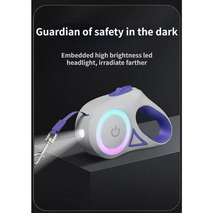 Luminous Retractable Nylon Pet Leash for Dogs and Cats in the UK, featuring adjustable length, one-handed control, and enhanced visibility for safer walks.