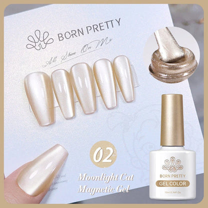 Radiant white light magnetic gel nail polish with sparkling glitter for enchanting, shimmering nail art designs
