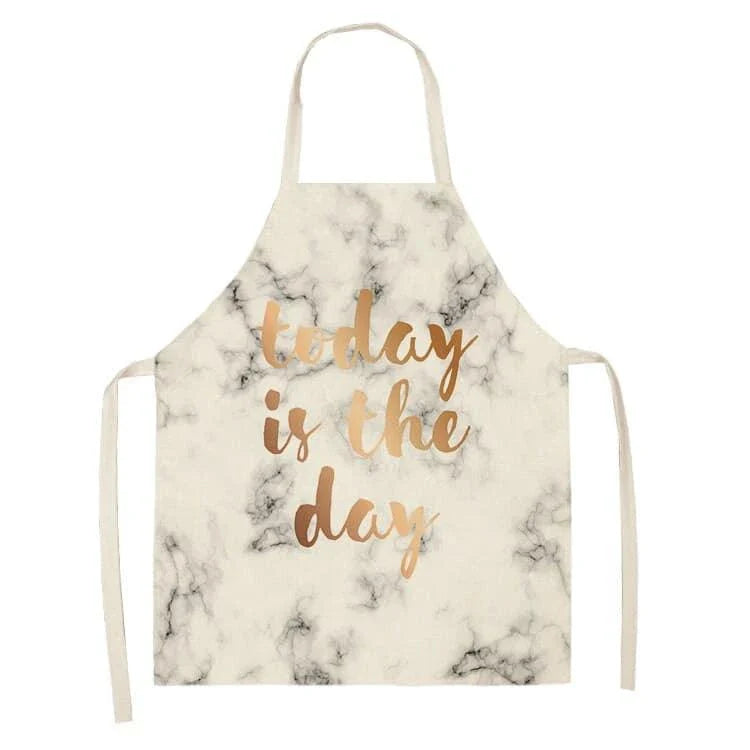 Geometric printed kitchen apron in a stylish design for discerning home chefs in the UK
