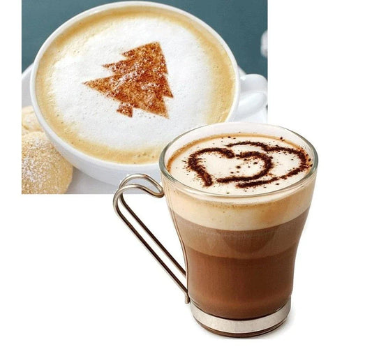 Trendha's premium coffee stencils with 16 unique designs for creating professional-grade latte art and coffee customisation