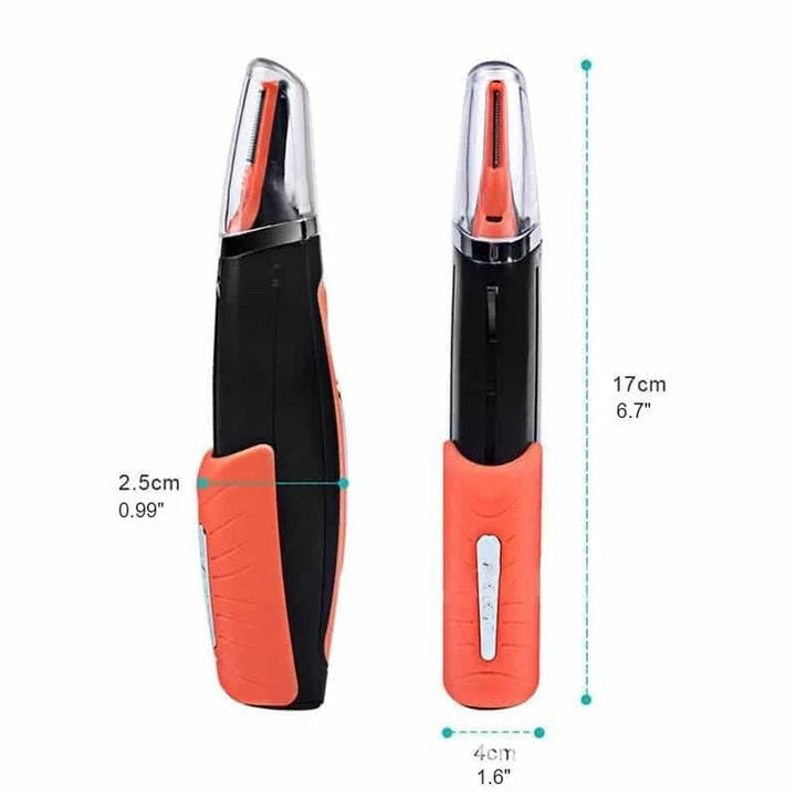Cordless Multifunctional Hair Grooming Trimmer with four interchangeable trim heads, LED light, and durable ABS plastic and stainless steel construction